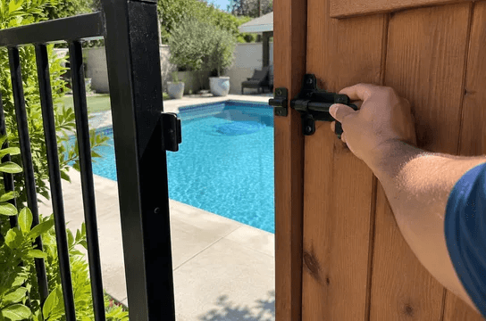 Latching the backyard gate on the way out