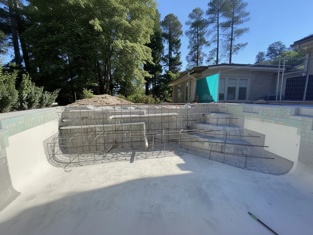 New steel and formwork in place of the old wall
