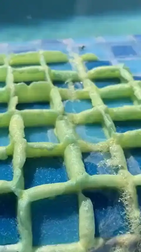 Acid cleaning years of scale off the waterline tile