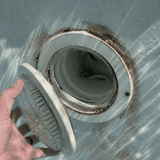 Before: the empty niche and failed gasket
