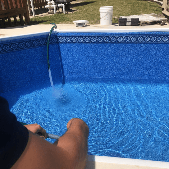 After: a new liner fitted and filling