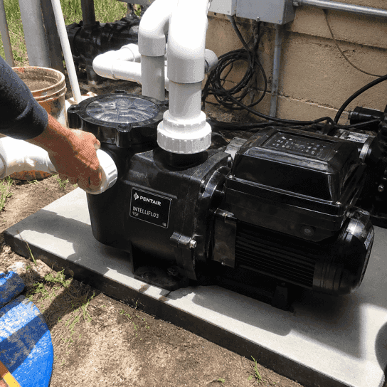 After: the new pump fitted and running