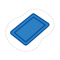 Plan of the pool before and after the shape change: the old freeform outline dashed, the new rectangle solid